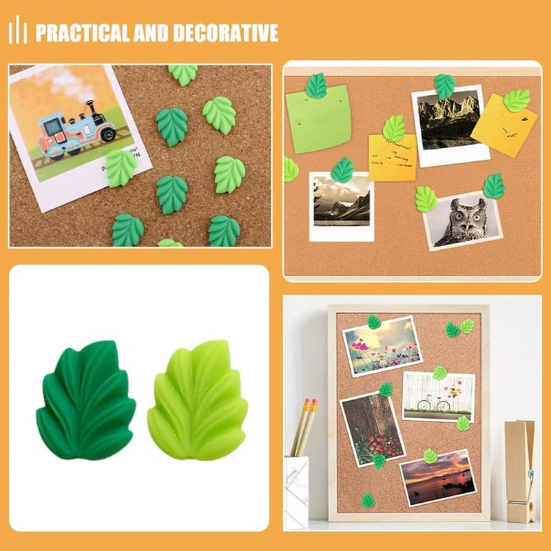 Veemoon 20pcs Cute Leaf Resin Thumb Tacks Decorative Cork Board Push Pins for Office School - Image 3